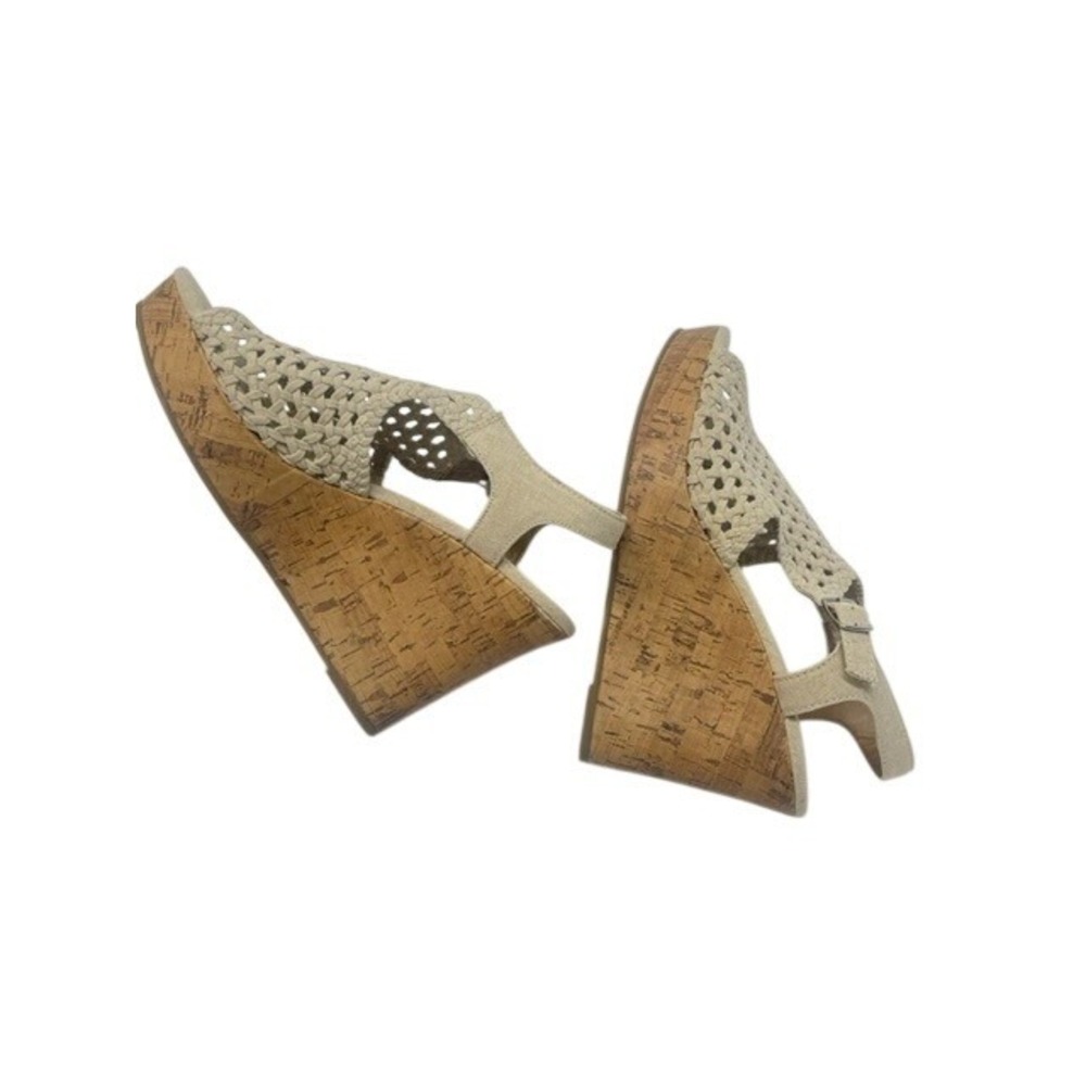 Size 9 SO Authentic American Heritage Beige‎ Woven Wedge Sandals Cork Platform